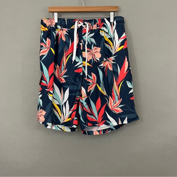 Kanu Surf Blue Floral Lined Swim Shorts - Picture 1 of 15